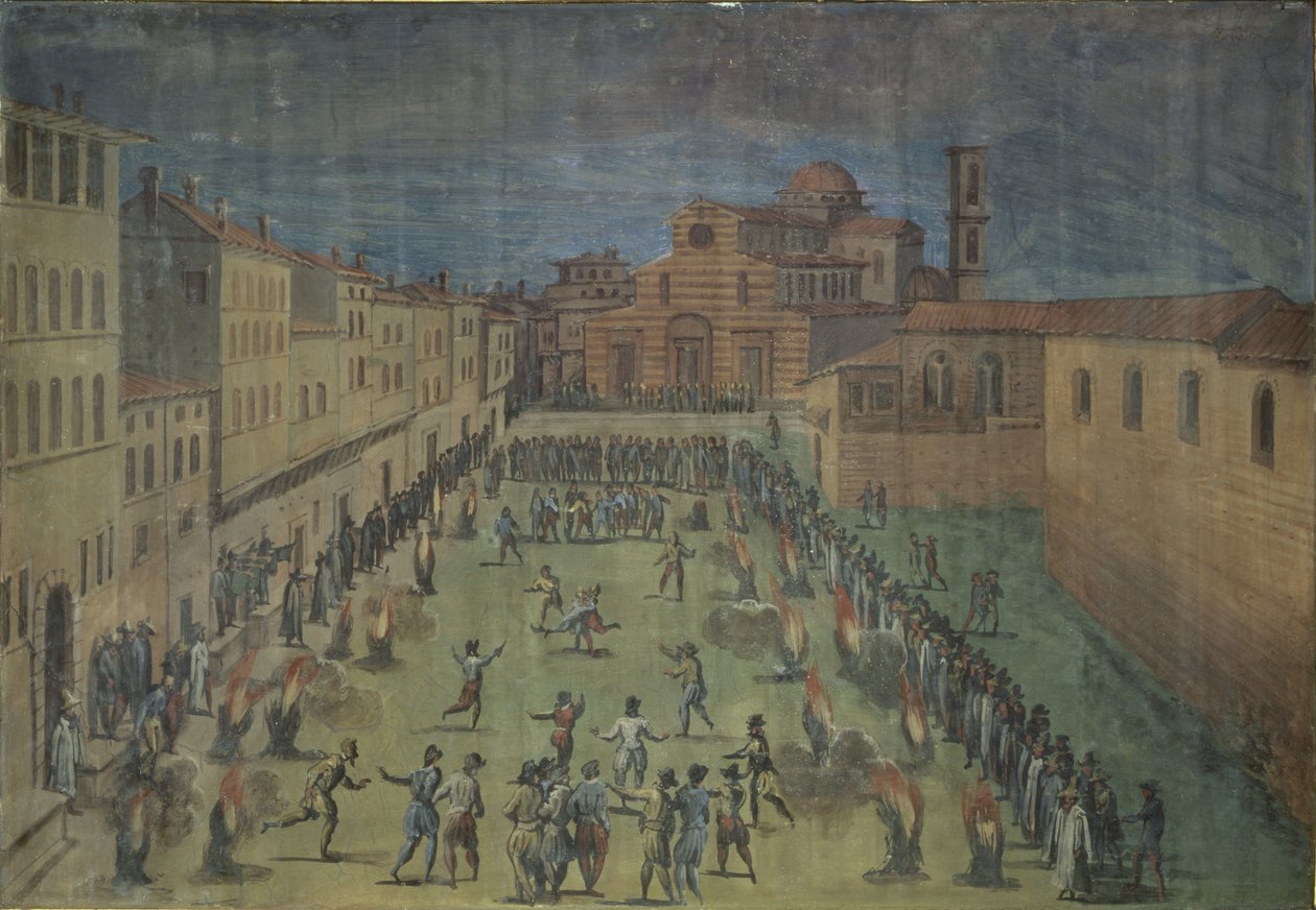1555年佛罗伦萨圣灵教堂广场的公共节日 作者 扬·范德·斯特雷特
