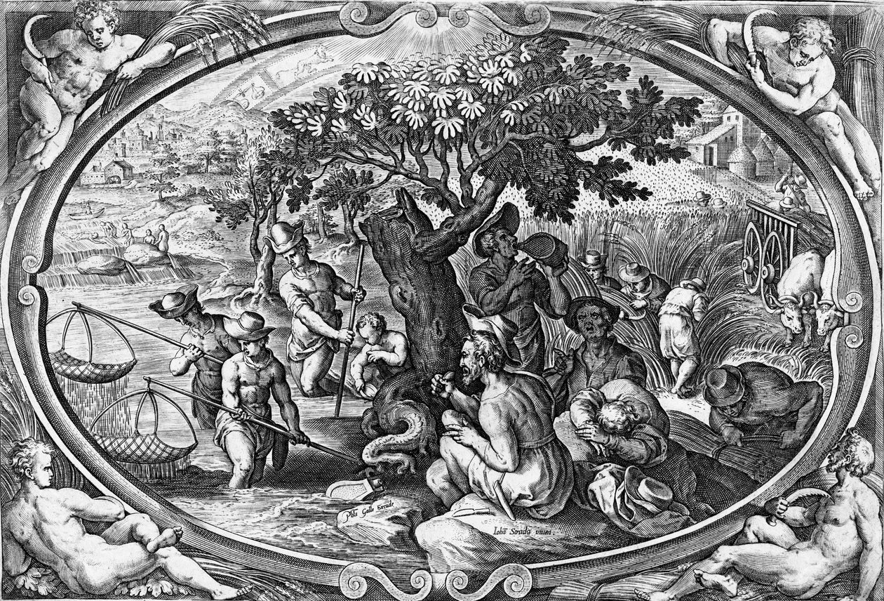 Aestas，由Philip Galle雕刻，1580年 作者 扬·范德·斯特雷特