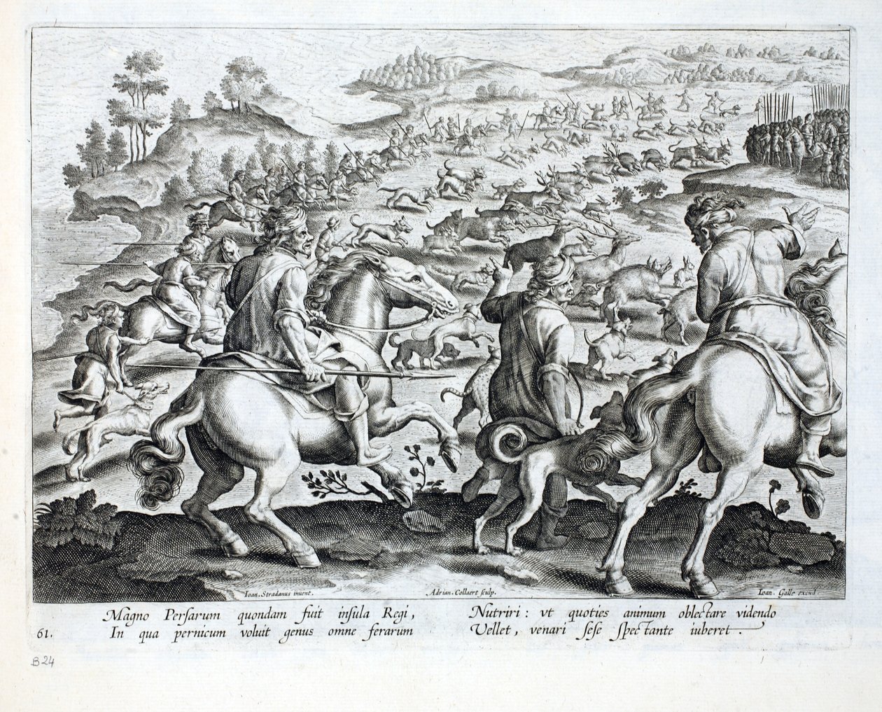 波斯的统治者命令&39;捕猎&39;，插图来自&39;Venationes，Ferarum，Avium，Piscium&39;（狩猎：野兽，鸟类，鱼类），由Jan Collaert（1566-1628）雕刻，酒吧。菲利普斯加尔 作者 扬·范德·斯特雷特