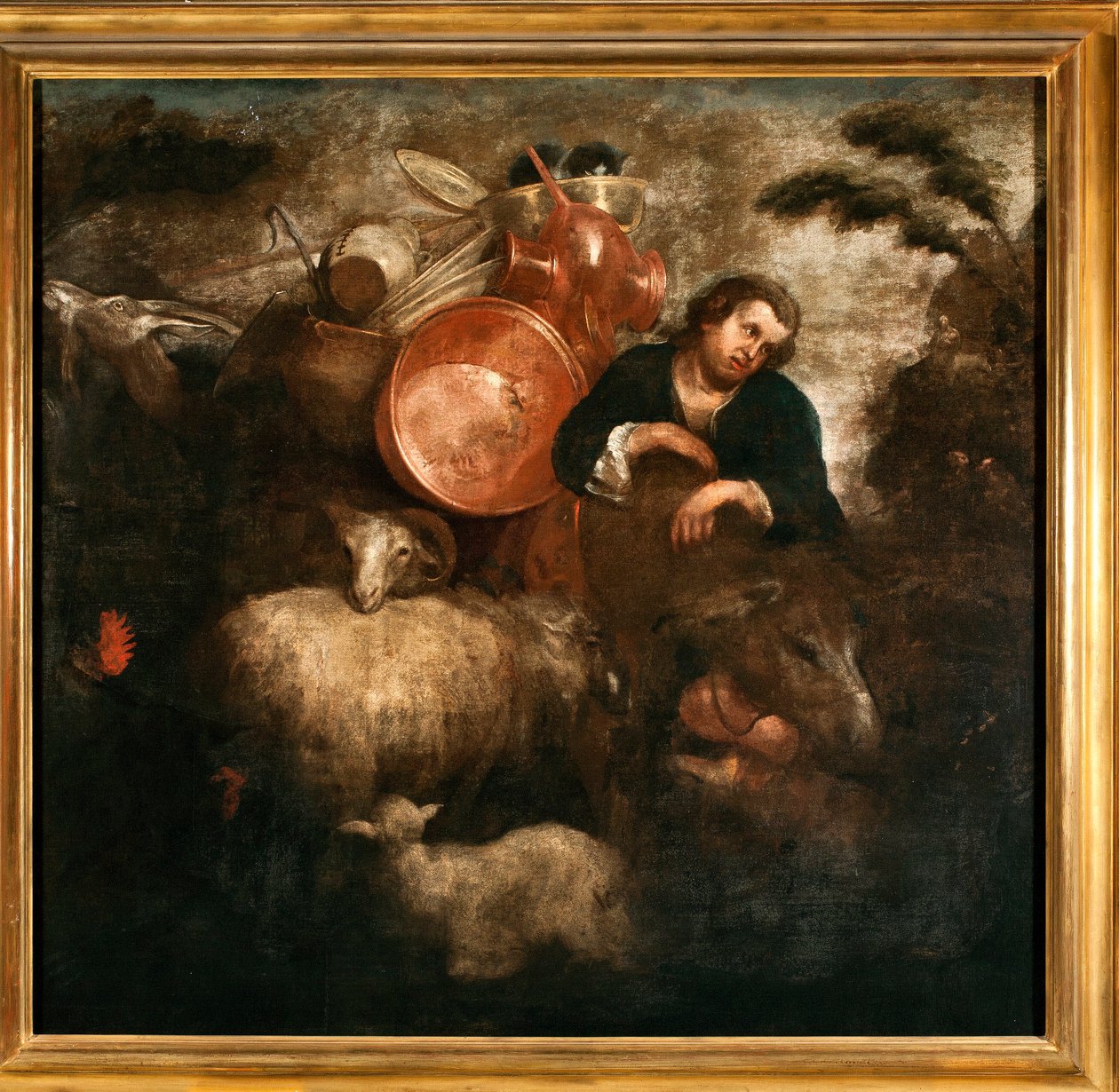牧羊人与山羊和驴（牧羊人与山羊和屁股） Jan Roos (1591-1638) 的绘画，17 世纪 Genes，Musei di Strada Nuova 作者 扬·罗斯