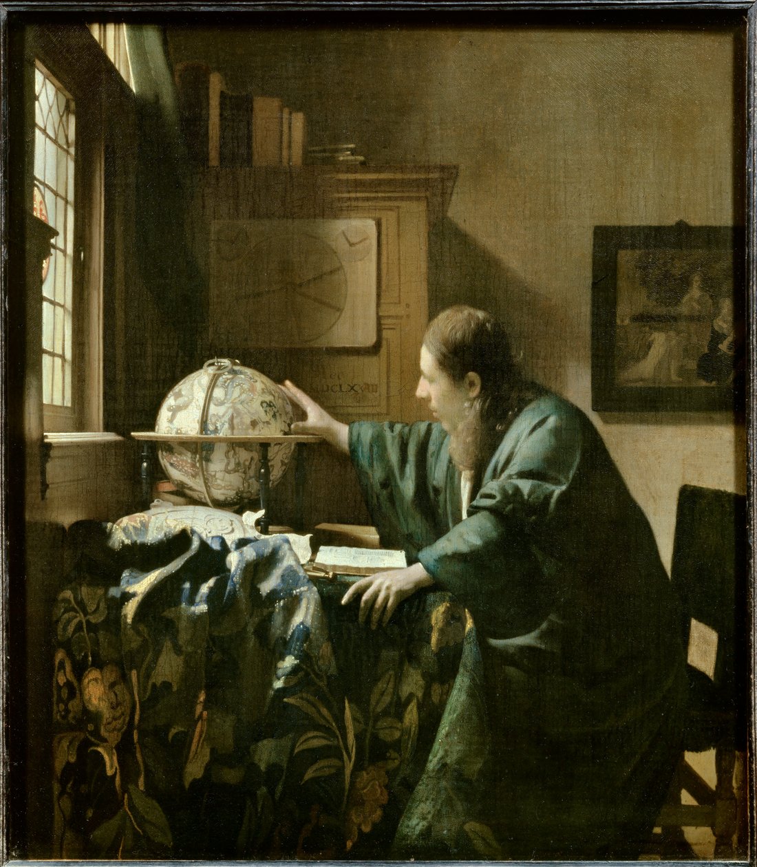 《天文学家》，c.1668（布面油画） 作者 扬 (1632-75) 维米尔