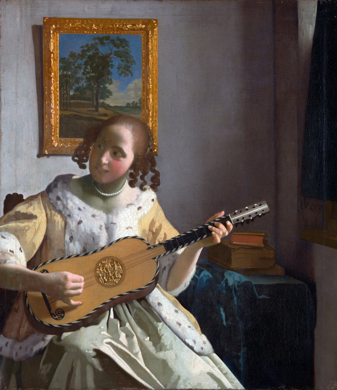 "La joueuse de guitare》（吉他手） Jan Vermeer（约翰内斯）（1632-1675）的作品 - 1672年 - 布面油画 - Dim 53x46,3 cm Kenwood House 作者 约翰·维米尔