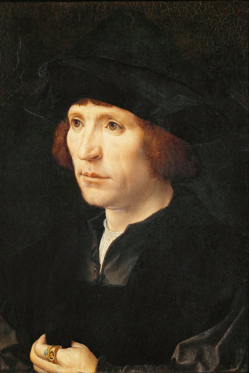 一个人的肖像 - Jan Gossaert（Gossart，dit Mabuse）（约 1478-1532 年）。 木头上的油，c。 1527-1530。 尺寸：40x27.5 厘米。 维也纳艺术史博物馆 作者 一月（c.1472-c.1533）戈萨尔特