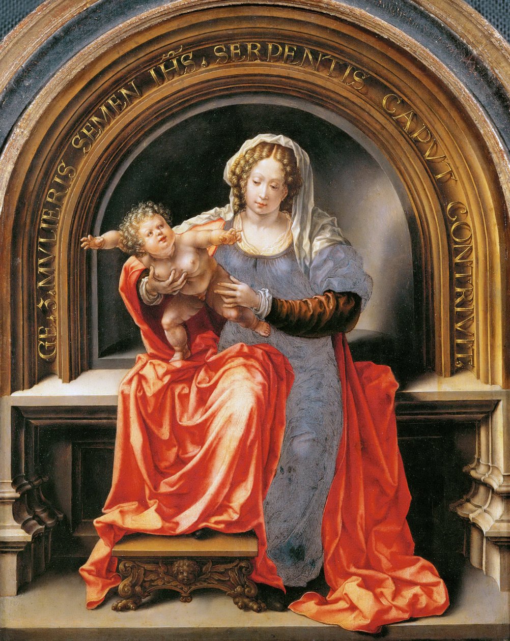 Virgin and Child - Jan Gossaert (Gossart, dit Mabuse) (ca. 1478-1532). Oil on wood, ca 1526-1527. Dimension : 30,6x24,5 cm. Art History Museum, Vienne 作者 一月（c.1472-c.1533）戈萨尔特