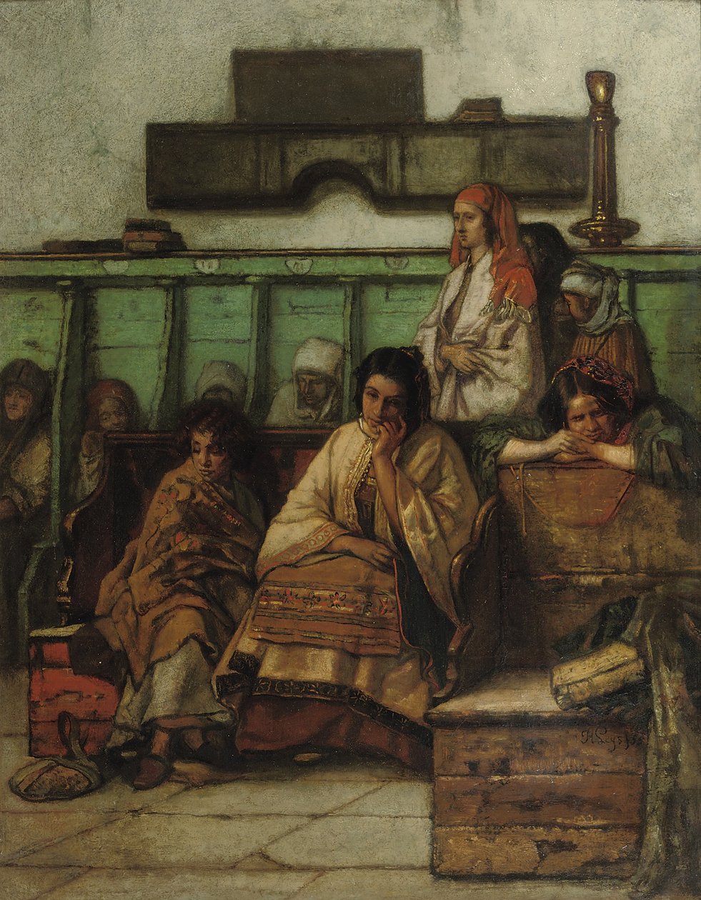 1855年布拉格犹太教堂的妇女席 作者 1月8月Hendrik Leys