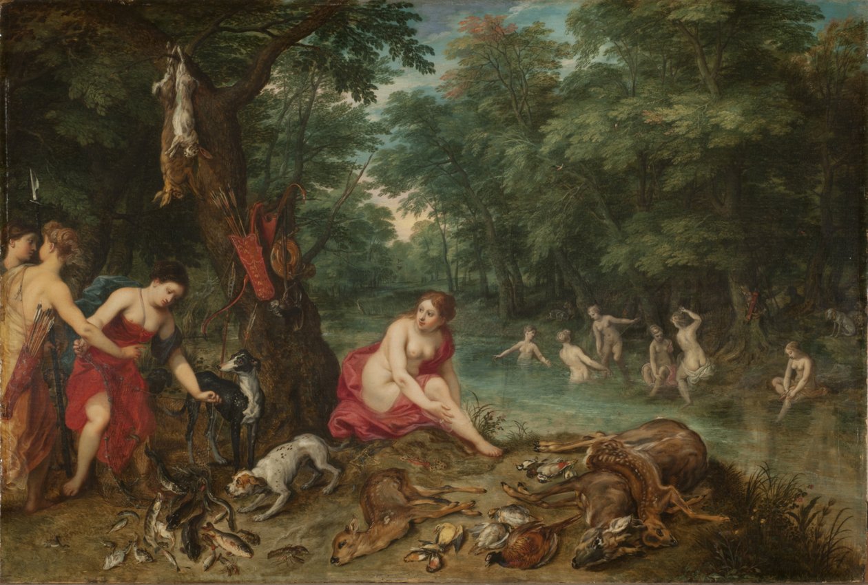 沐浴的仙女（板面油画） 作者 Jan 和 Balen Hendrik van Brueghel