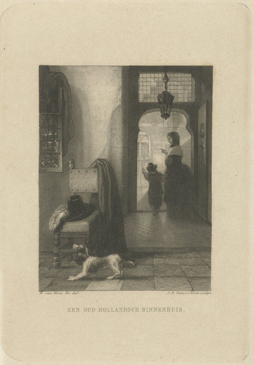 室内装饰
een oud hollandsch binnenhuis.(物体上的标题） 作者 Jan Baptist Tetar van Elven