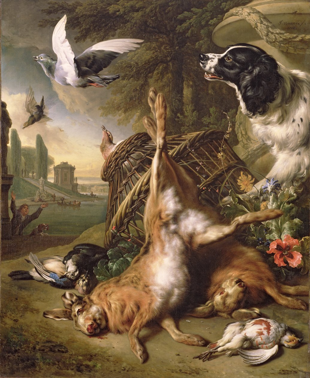静物与死游戏和野兔 作者 Jan Baptist Weenix