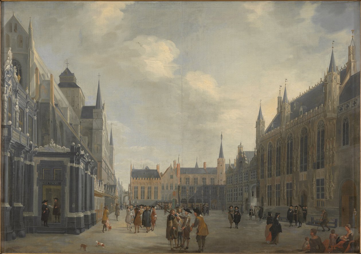 布鲁日的布尔格广场，1672年。 作者 扬·巴蒂斯特（Jan Baptist van van Meunincxhove）