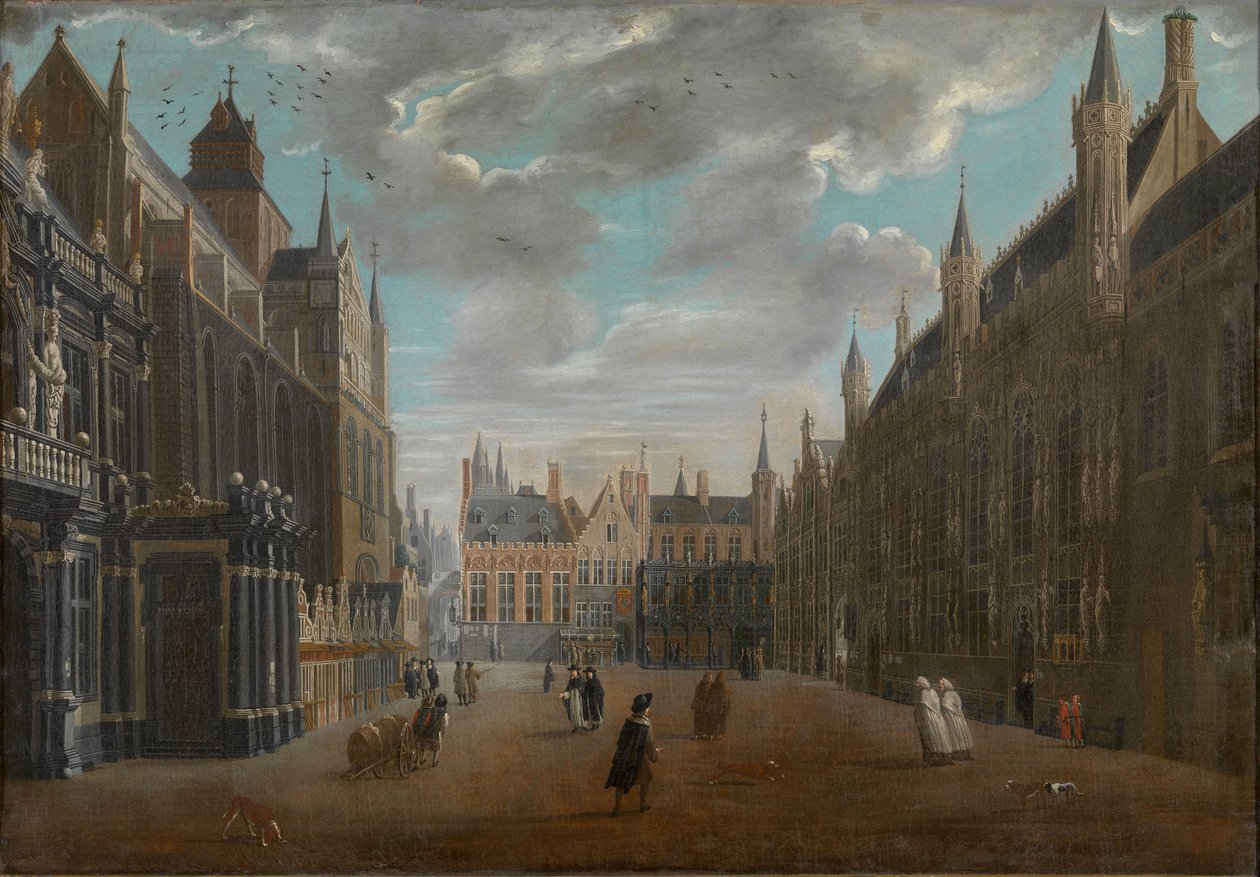 布鲁日的布尔格广场，1696年。 作者 扬·巴蒂斯特（Jan Baptist van van Meunincxhove）