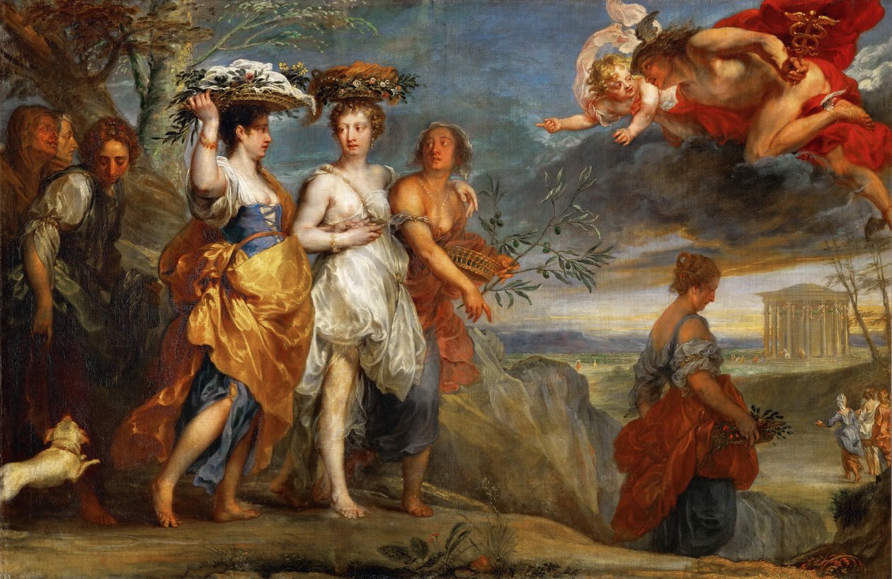 Mercure rencontre Herse - 墨丘利与赫斯相遇 - Jan Boeckhorst（1604-1668）。布面油画 作者 扬·博克霍斯特（Jan Boeckhorst）
