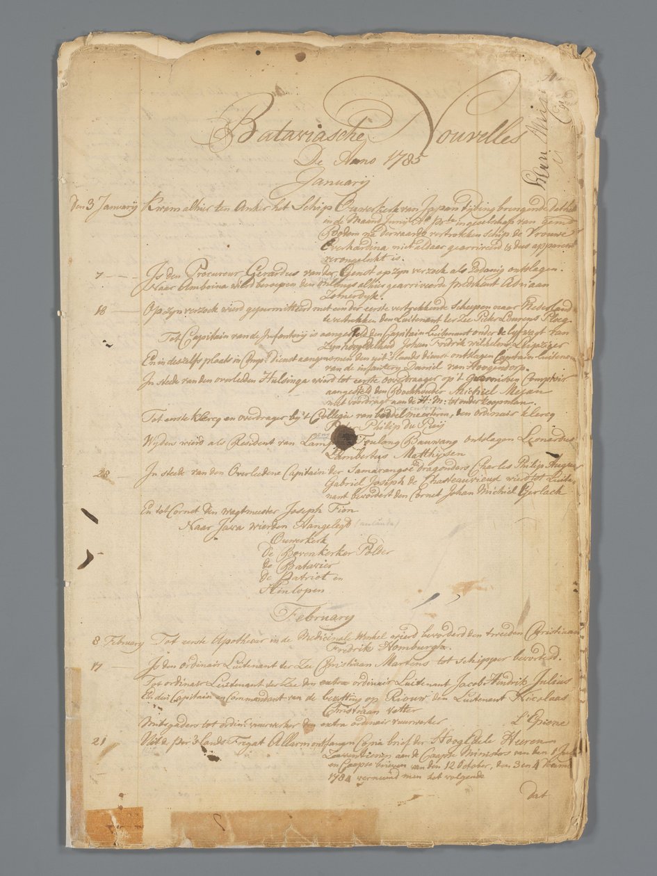 巴达维亚新闻 1785 作者 简·布兰德斯