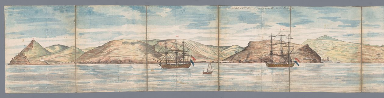 圣赫勒拿岛景观
1787 年 3 月 31 日从 Rhee 上绘制的圣赫勒拿岛（标题在实物上） 作者 简·布兰德斯