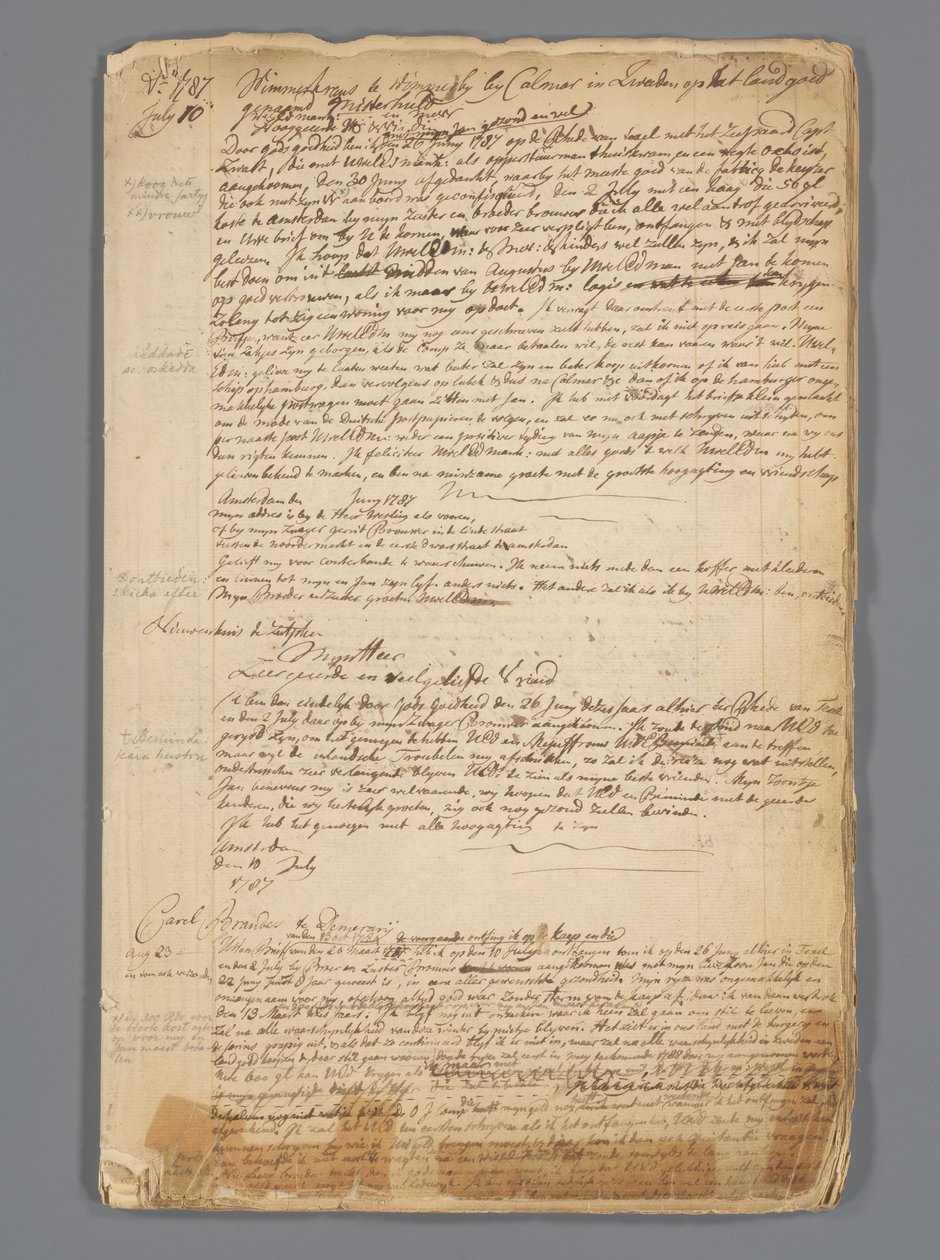 简-布兰德斯（1743-1808 年）书信草稿，1787-1790 年。 作者 简·布兰德斯