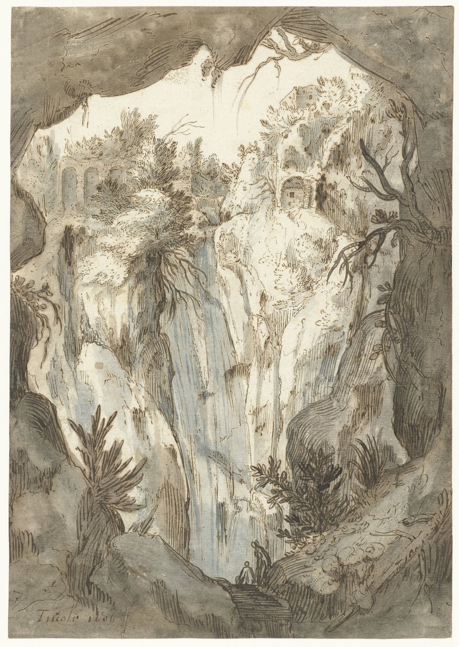 从山洞中看到的蒂沃利瀑布 作者 Jan Brueghel (I) (归因于)