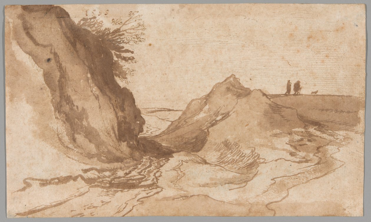 丘陵风景与峡谷附近的人物 作者 简·布鲁格（Jan Brueghel）