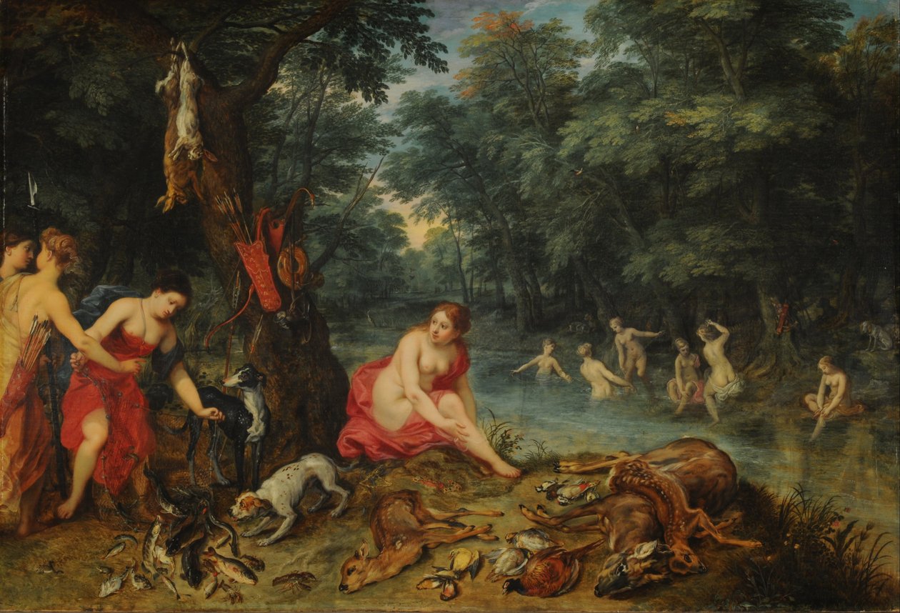 若虫浴（戴安娜的若虫从钓鱼归来） 作者 简·布鲁格（Jan Brueghel）