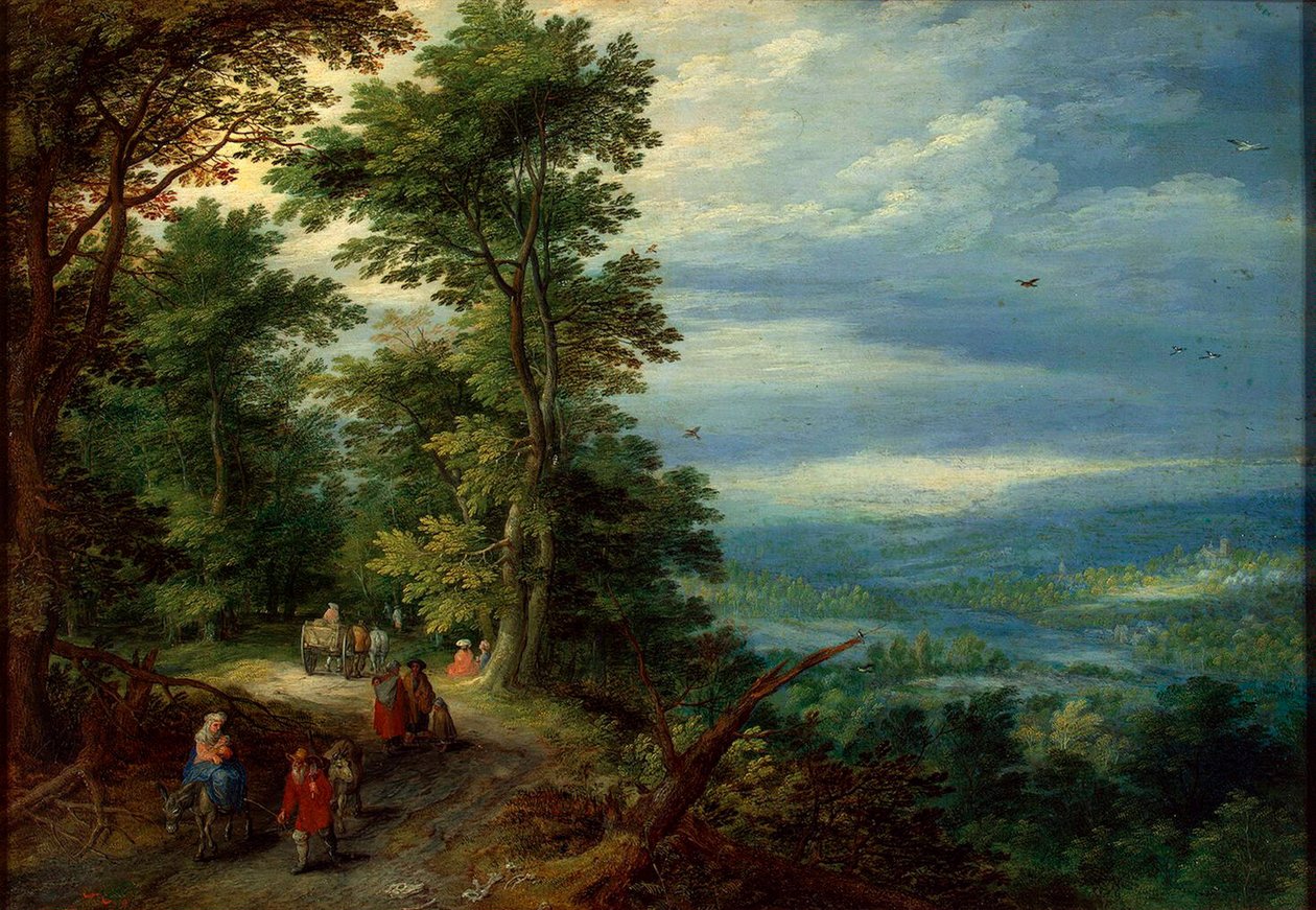 森林的边缘 逃往埃及》，1610年。   作者 简·布鲁格（Jan Brueghel）