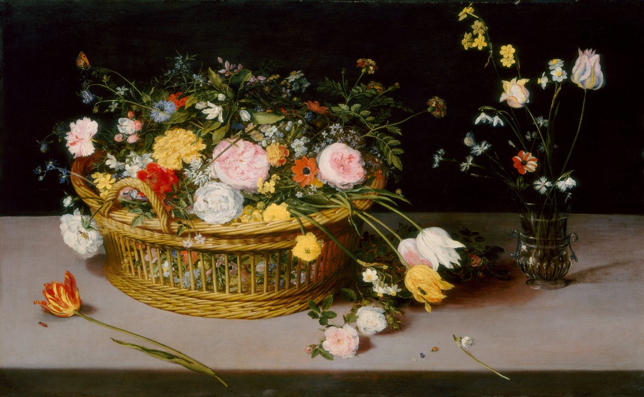 花篮和花瓶里的花 作者 简·布鲁格（Jan Brueghel）