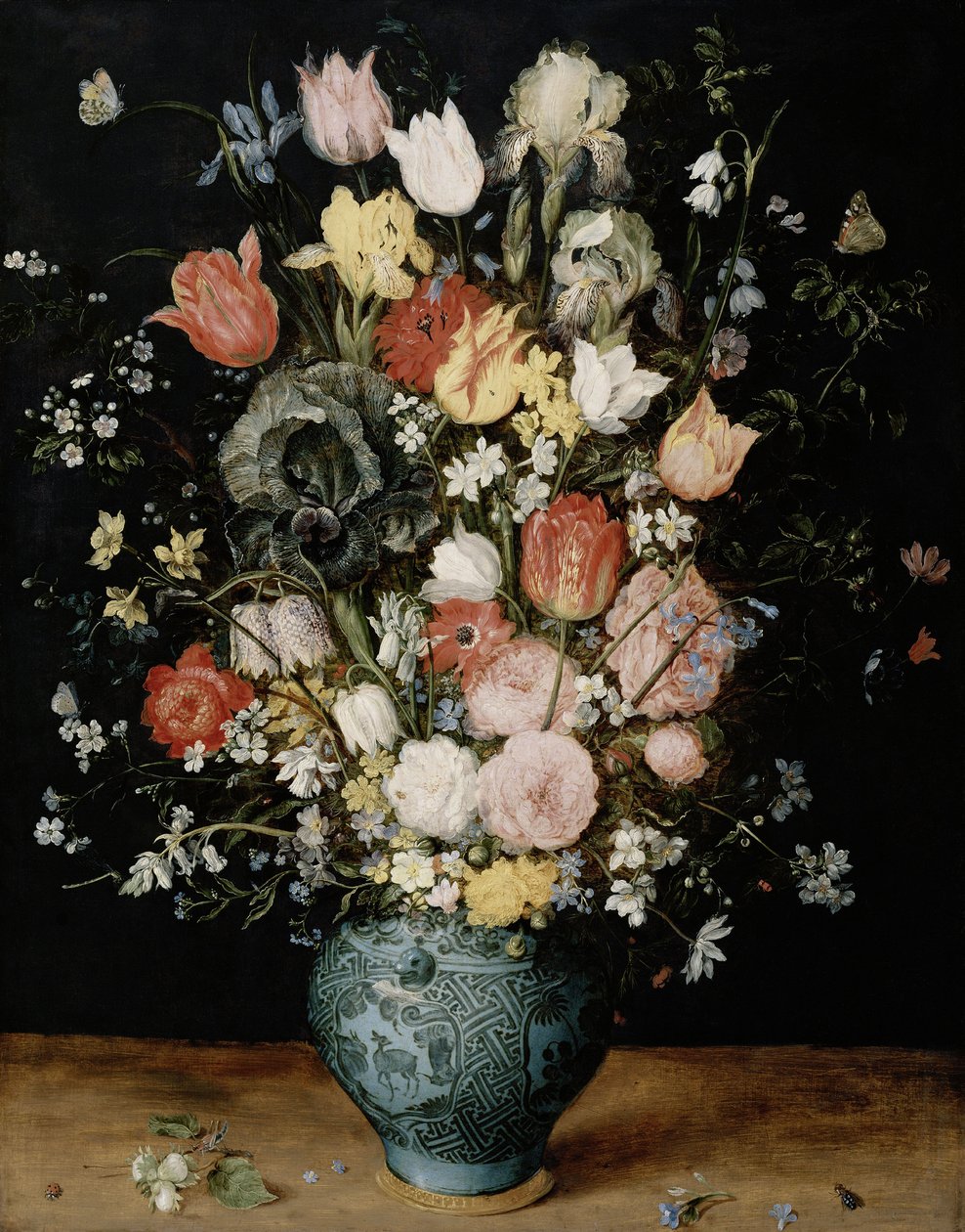 蓝色花瓶中的花朵，约1608年。 作者 简·布鲁格（Jan Brueghel）