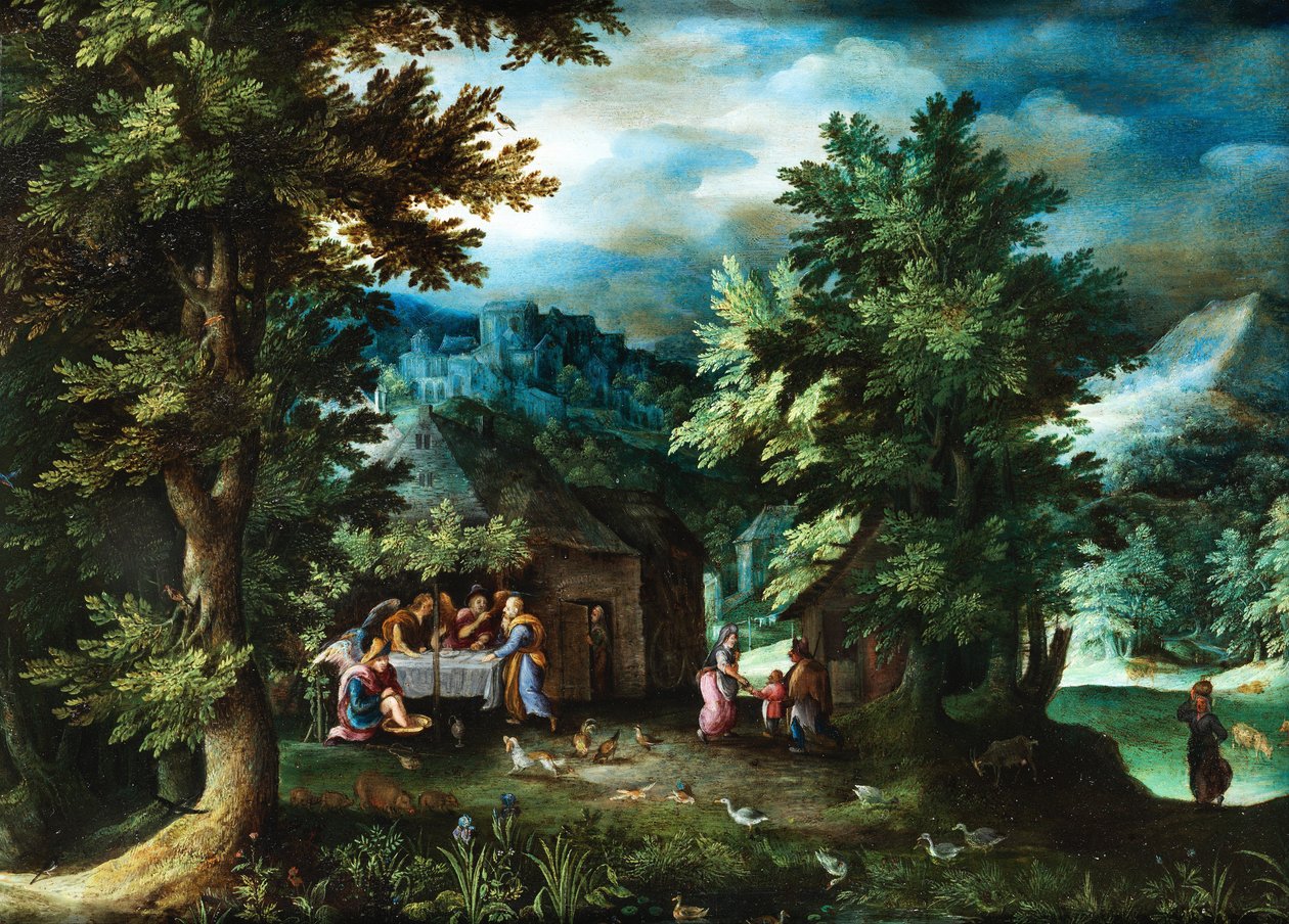扬-勃鲁盖尔 (I) 亚伯拉罕和天使在马姆雷 作者 简·布鲁格（Jan Brueghel）