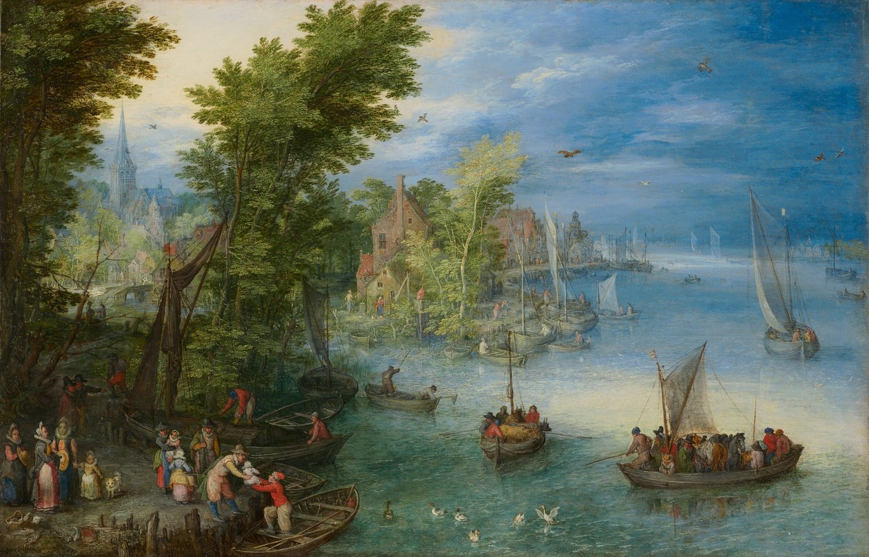 河流景观，1607年。 作者 简·布鲁格（Jan Brueghel）