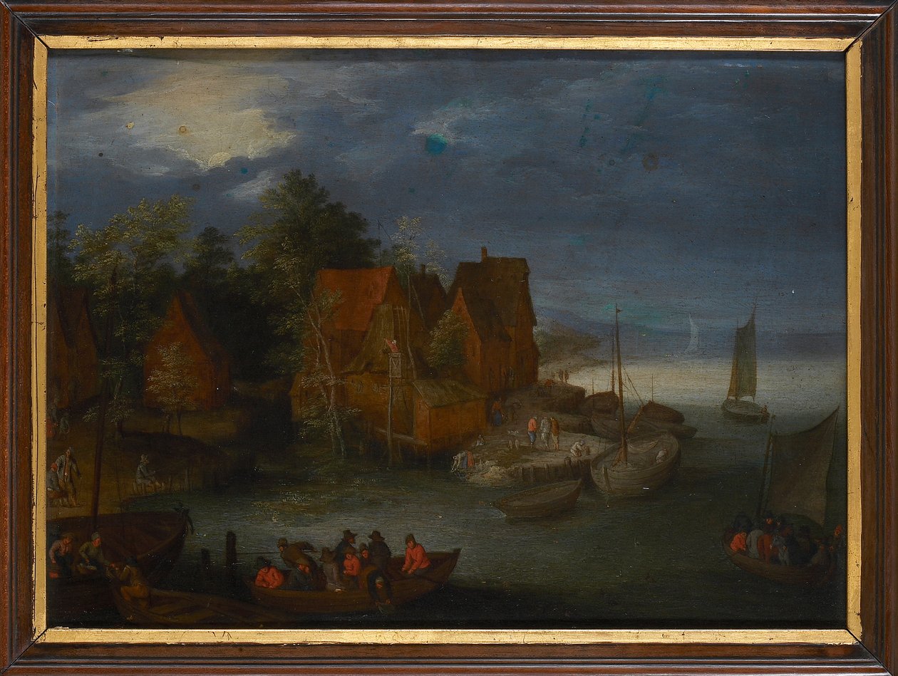 河边的村庄。 作者 简·布鲁格（Jan Brueghel）