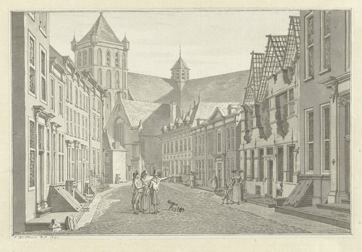 卢卡斯-范-斯蒂文宁克在米德尔堡的住宅遗址，1787 年 作者 Jan Bulthuis（艺术家签名）
