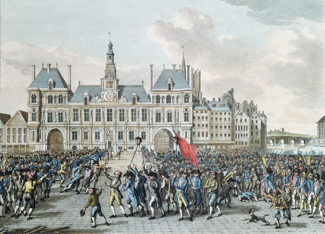 Launay和Flesselles的负责人在1789年7月14日1795年的Hotel de Ville酒店前散步 作者 扬·布特胡斯（Jan Bulthuis）