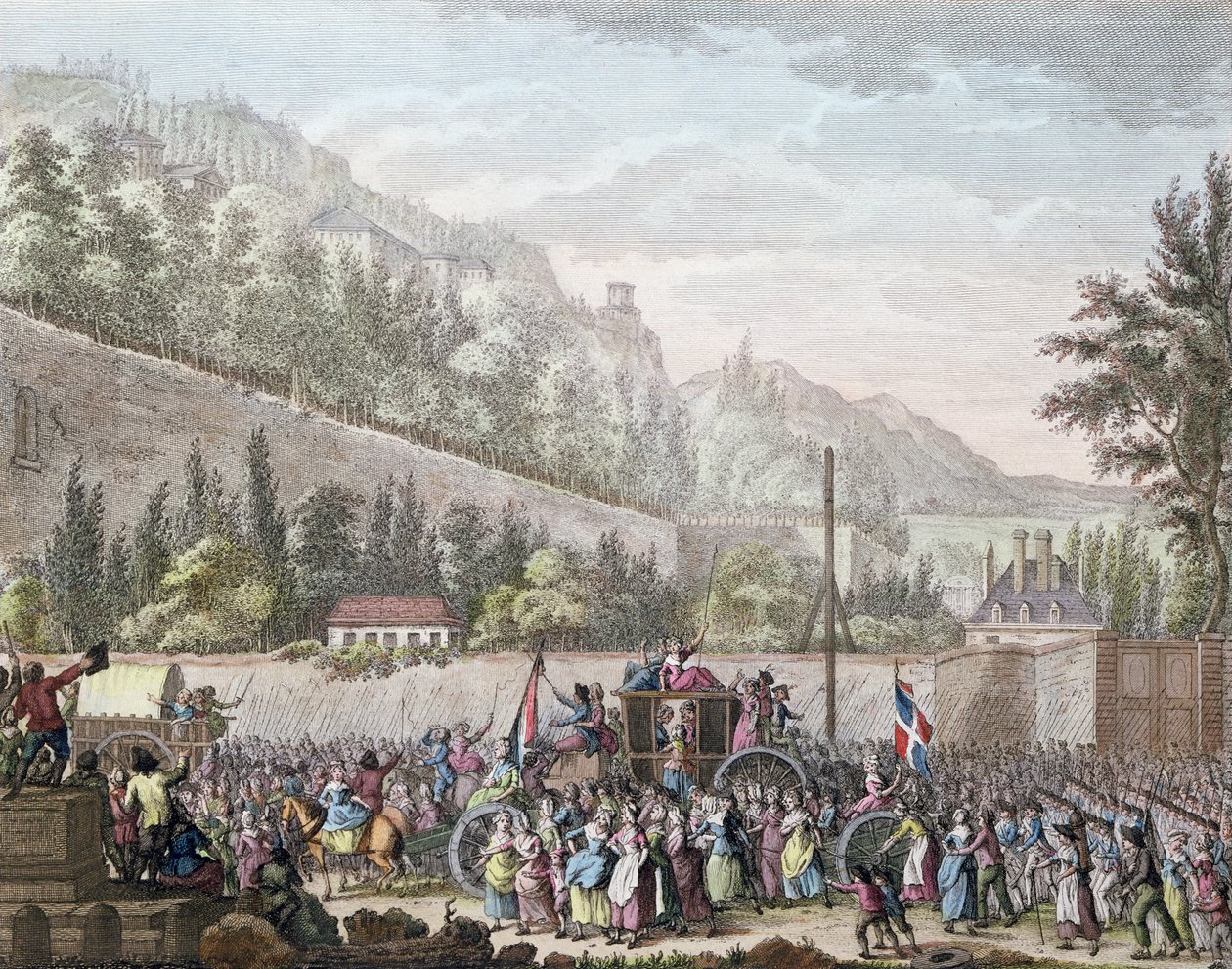 1789年10月6日1789年10月6日，法国皇室从凡尔赛宫带到巴黎时，奥斯泰尔的Les Halles妇女 作者 扬·布特胡斯（Jan Bulthuis）