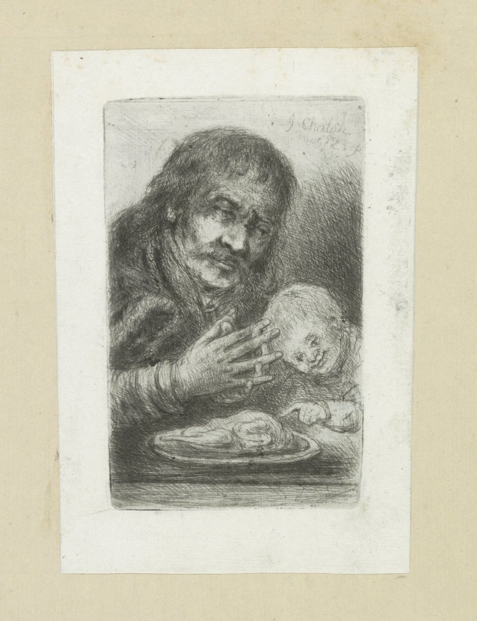 Man en kind aan de eettafel
约翰-夏隆的蚀刻画全集 / Oeuvre Complette des Eaux Fortes par Jean Chalon（丛书名） 作者 扬·沙隆