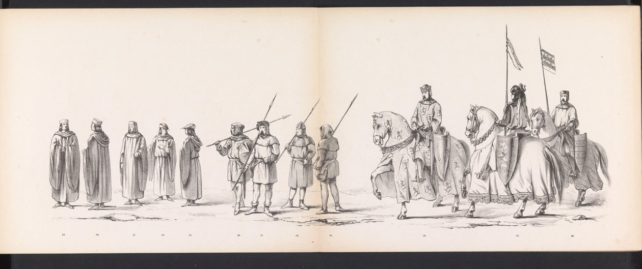 莱顿学生化妆舞会，1865 年（图版 3）
1865 年 6 月 6 日，莱顿学生团成员为庆祝莱顿大学建校 290 周年而举行的化装游行，描绘了：荷兰人进入大学的情景 作者 扬·丹尼尔·科内利斯·卡雷尔·威廉·康斯坦·雷贝克男爵
