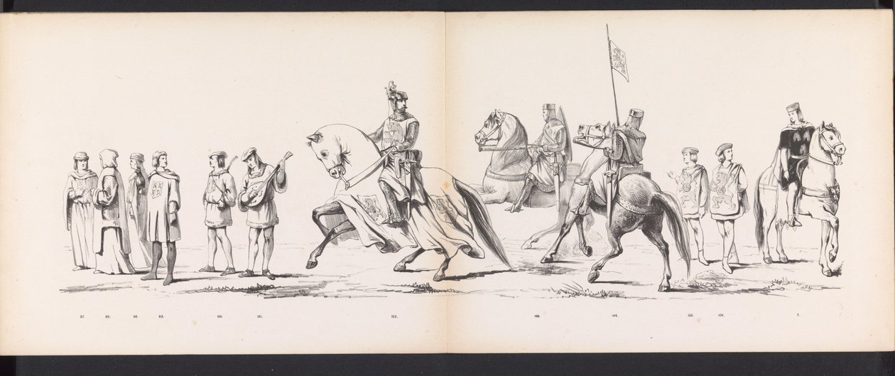 莱顿学生化妆舞会，1865 年（图版 8）
1865 年 6 月 6 日，为庆祝莱顿大学建校 290 周年，莱顿学生团成员举行了盛装游行，描绘了：荷兰人进入莱顿大学的场景。 作者 扬·丹尼尔·科内利斯·卡雷尔·威廉·康斯坦·雷贝克男爵