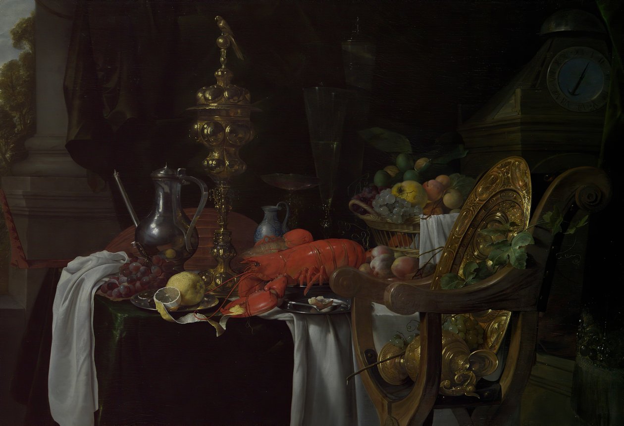 静物：宴会现场，大概是1640-41。 作者 扬·戴维兹·德·海姆（Jan Davidsz de Heem）