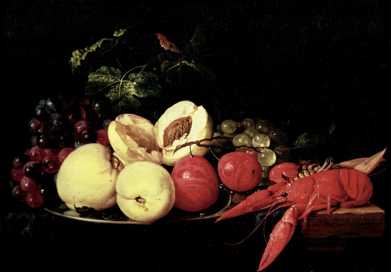 水果静物与龙虾的 作者 扬·戴维兹·德·海姆（Jan Davidsz de Heem）