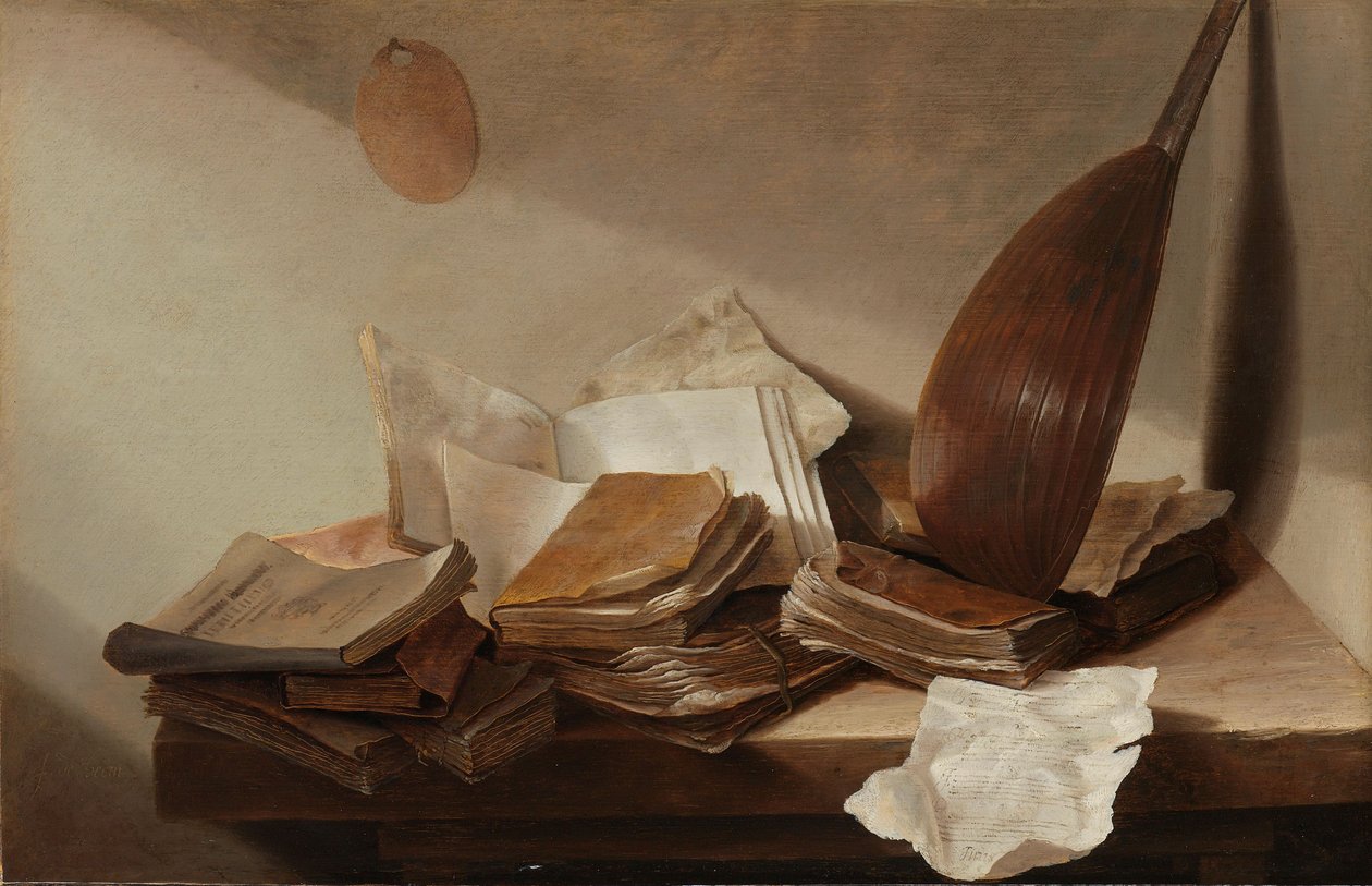 静物与书籍，1625-30 作者 扬·戴维兹·德·海姆（Jan Davidsz de Heem）