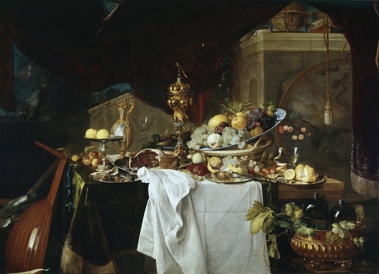 静物（布面油画 作者 扬·戴维兹·德·海姆（Jan Davidsz de Heem）