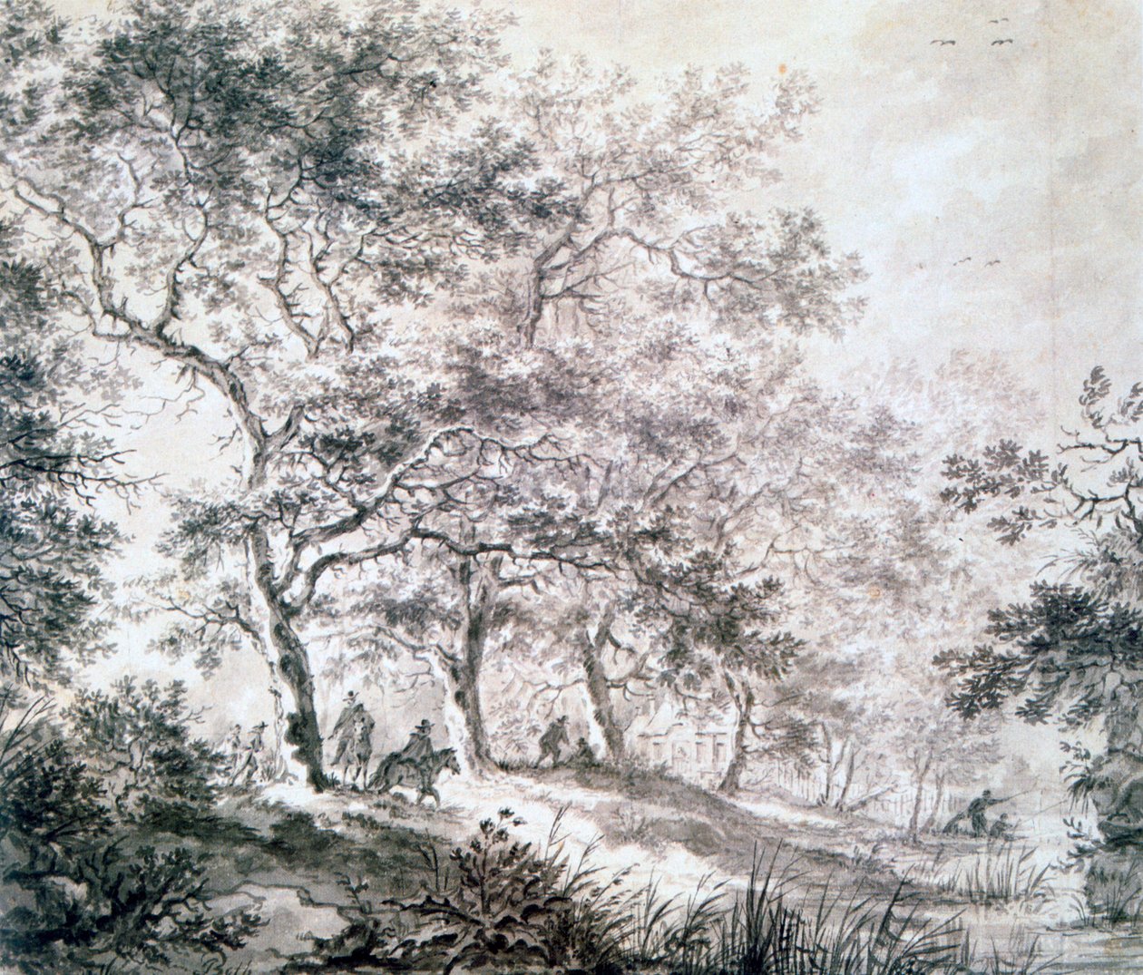 水边的一群树木，1643年 作者 Jan Dirksz两者