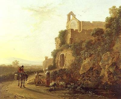 与图的一个Italianate风景在道路 作者 Jan Dirksz两者