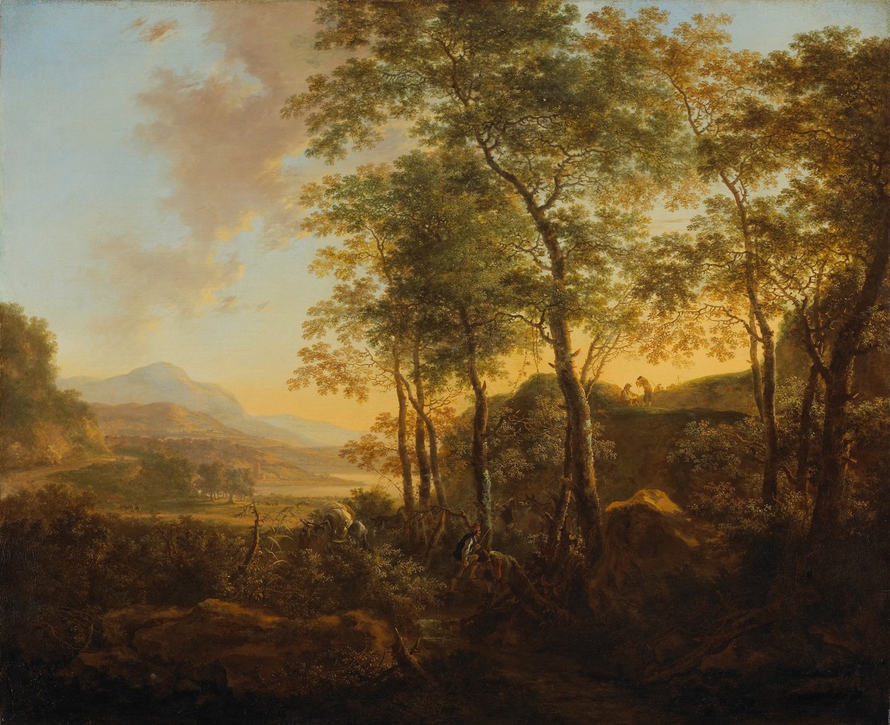 带有Vista的树木繁茂的山坡，c.1645 作者 Jan Dirksz两者