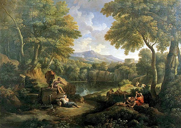 井边人物风景（布面油画） 作者 扬·弗兰斯·范·布洛门