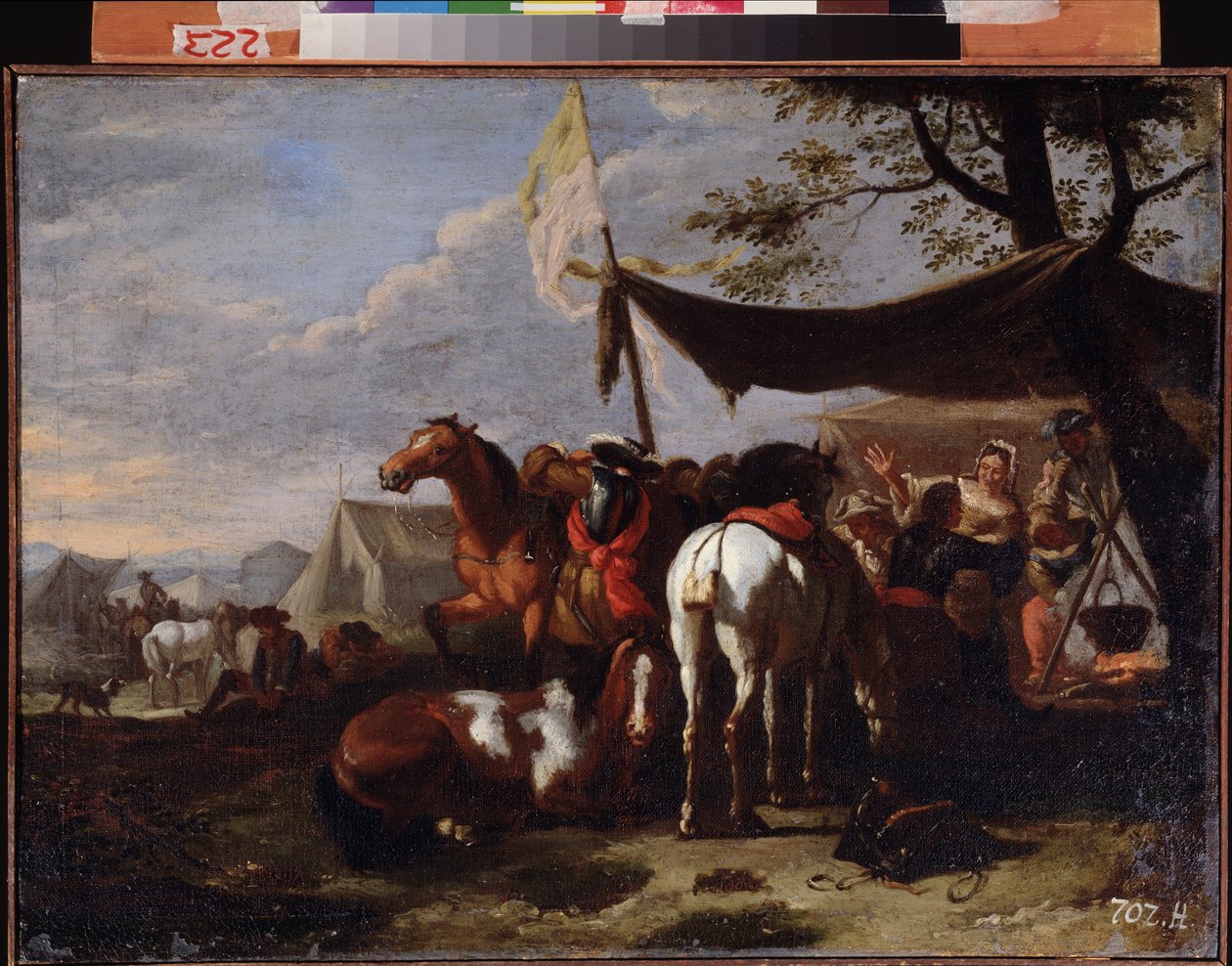 "Groupe de cavaliers au campement" (A Cavalry Camp) Jan Frans van Bloemen (1662-1749) 18eme siecle 远东艺术博物馆，俄罗斯哈巴罗夫斯克 作者 扬·弗兰斯·范·布洛门