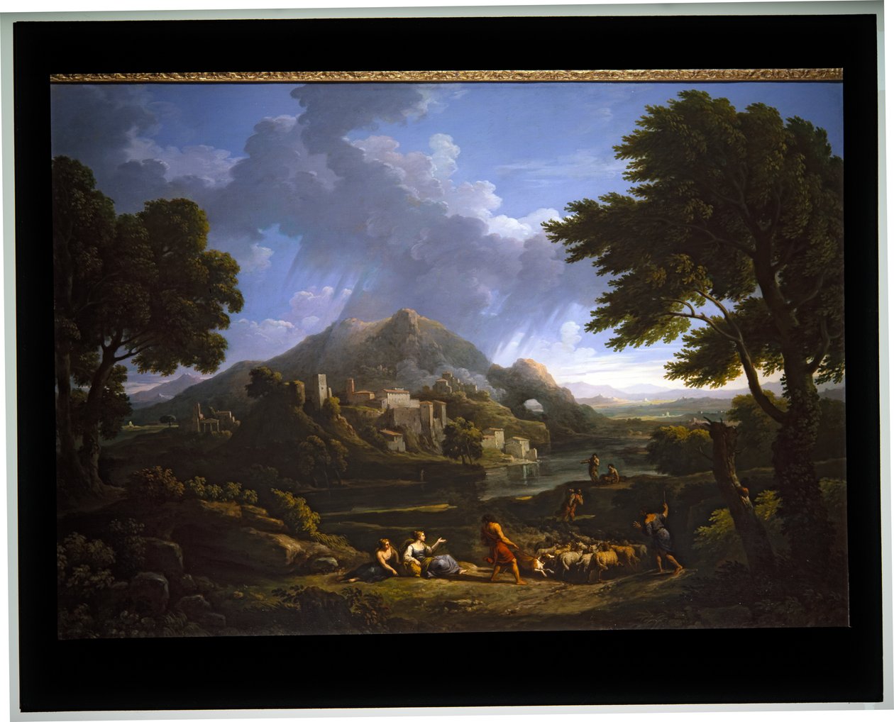 营地中的 A Temporale 景观（帆布） 作者 扬·弗兰斯·范 (1662 1749) 布洛门