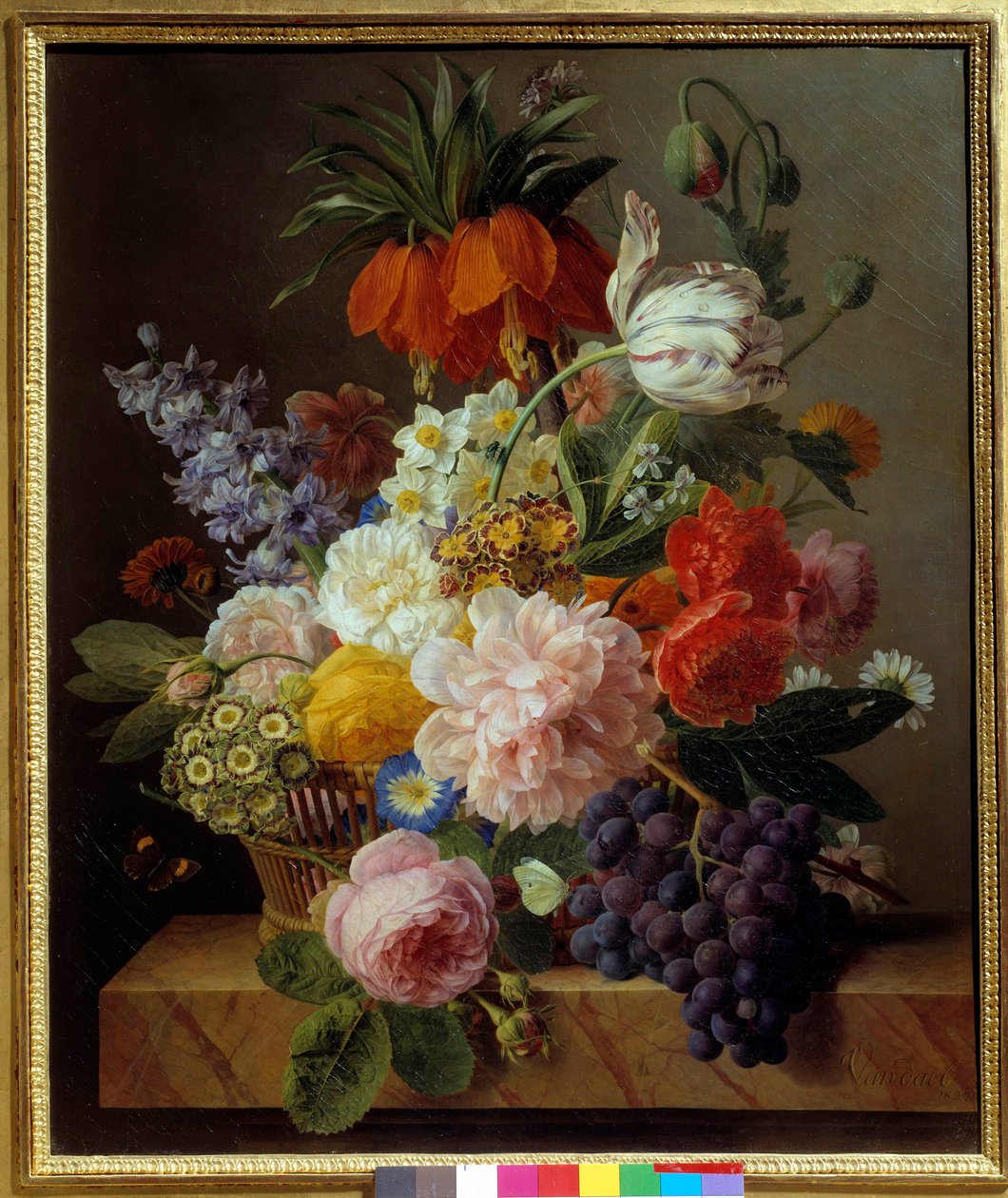 Jan Frans van Dael (1764-1840) 1827 年的花卉和水果绘画。 0,63 x 0,52 m 鲁昂。 美术博物馆 作者 扬·弗兰斯·范达尔