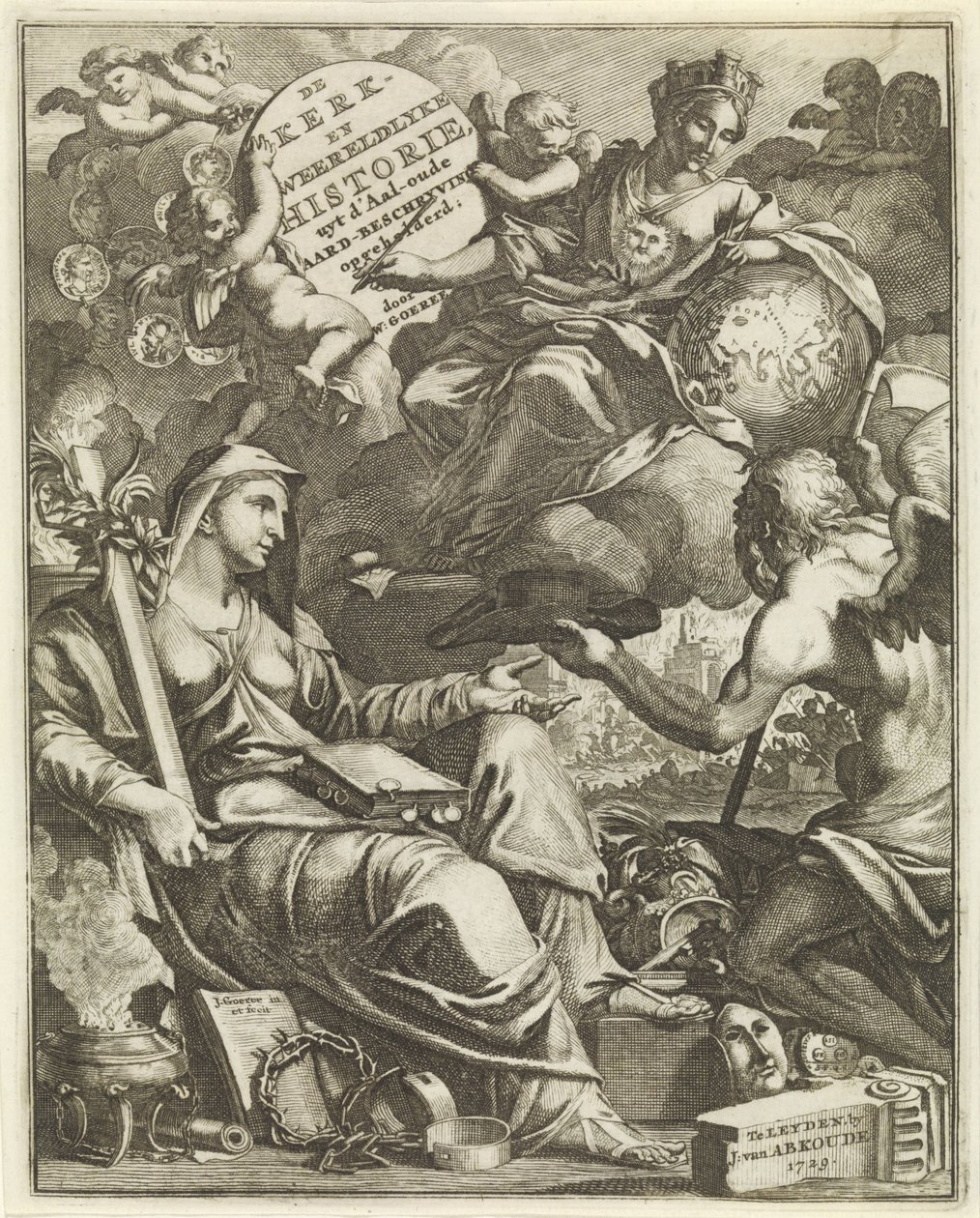教会与世界历史的寓言
Willem Goeree，De kerklyke en weereldlyke historien 的扉页。1729
De kerklyke en weereldlyke historie uyt d