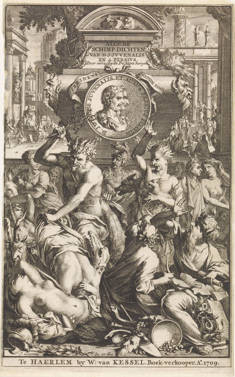 罗马杂耍
Decius Junius Juvenalis 和 Aulus Persius Flaccus 的扉页，Alle de schimpdichten，1709 年
Alle de schimpdichten D.J.Jvvenalis en A. Persivs door verschyde dichters berymt（标题见实物） 作者 扬·戈雷