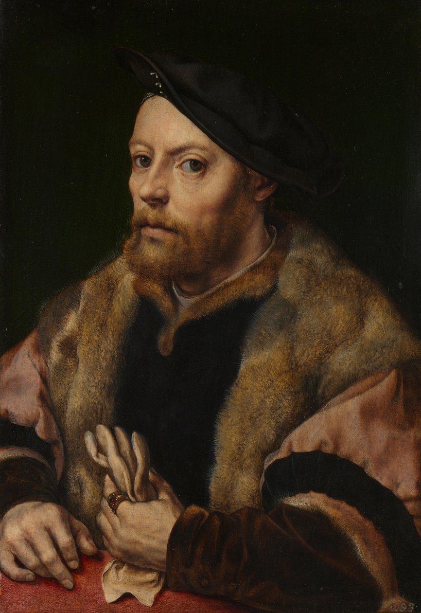 手持手套的男人，约1532年 作者 扬·高萨特（Jan Gossaert）
