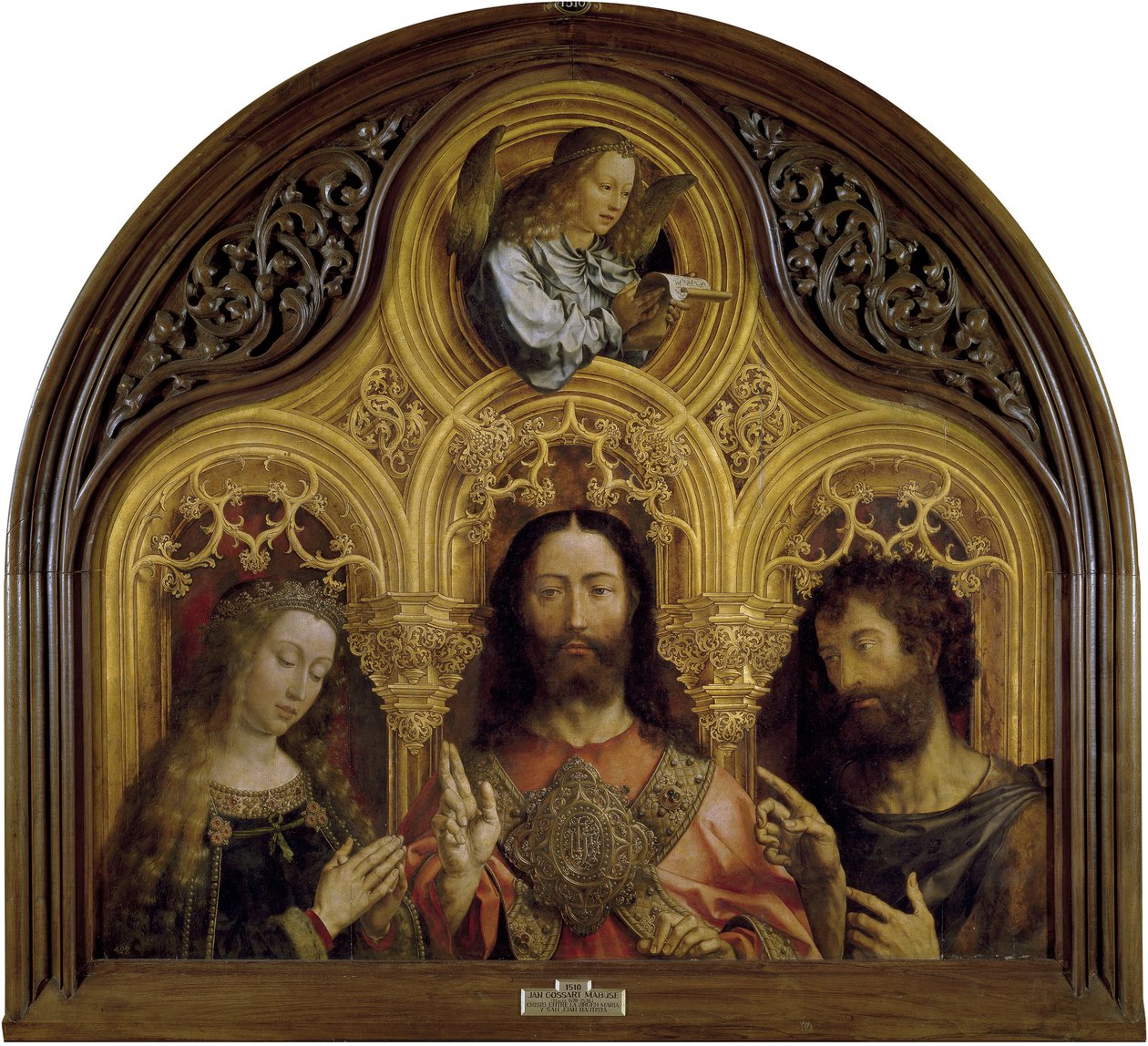 圣母玛利亚与施洗者圣约翰之间的基督 作者 扬·高萨特（Jan Gossaert）