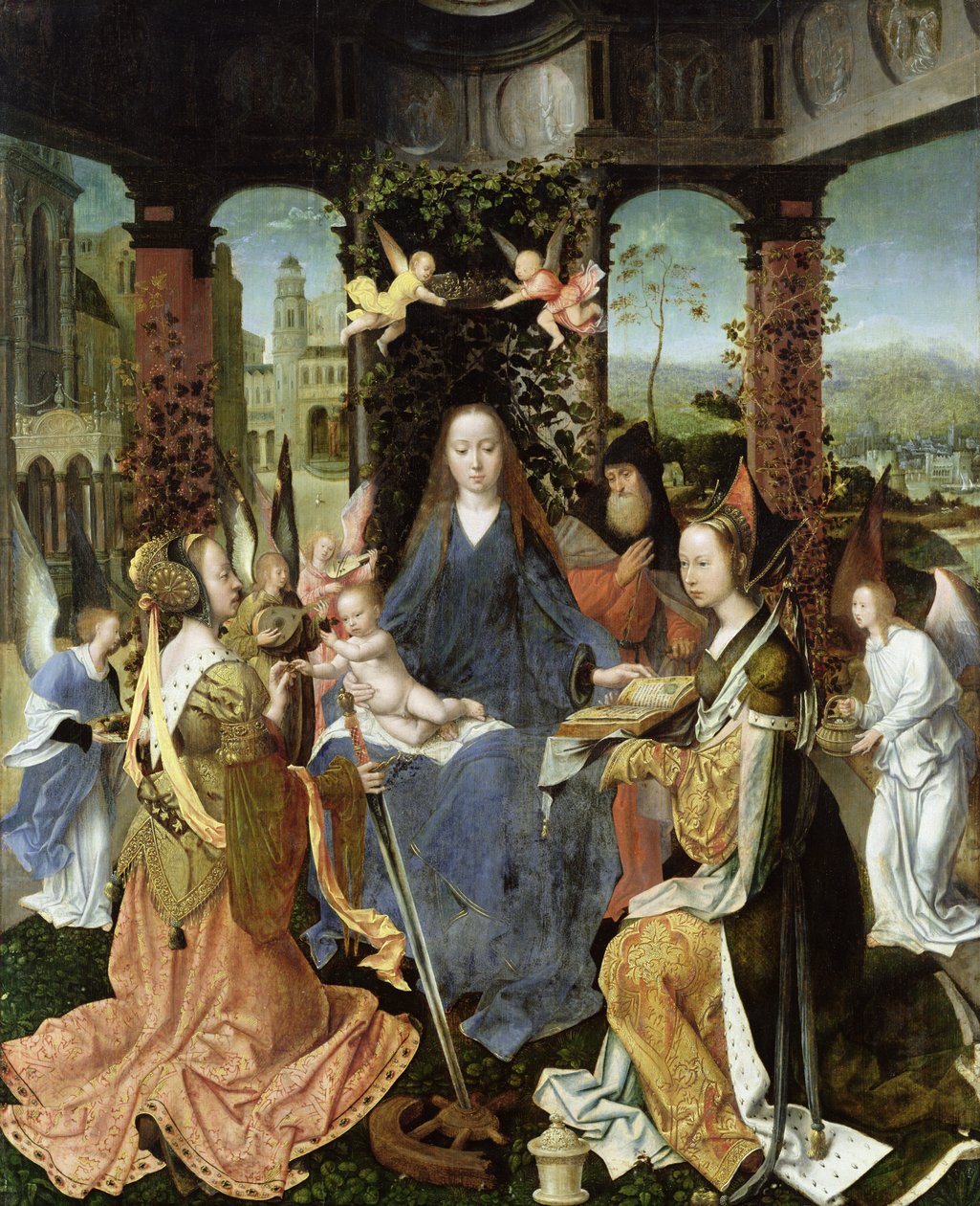 麦当娜和儿童与抹大拉的玛利亚和圣凯瑟琳 作者 扬·高萨特（Jan Gossaert）