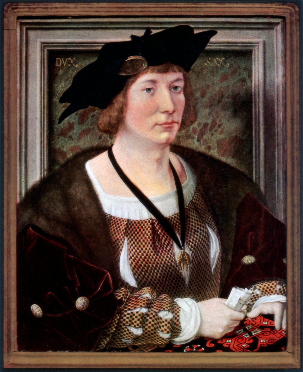 汉索克三世（Hendrik III）肖像，拿骚-伯雷达伯爵（Count of Nassau-Breda），c1516-1517，1927年 作者 扬·高萨特（Jan Gossaert）